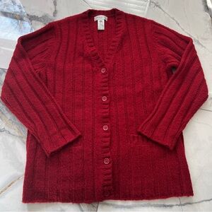 Jones New York Sport Vintage Women's Red Wool Blend Cardigan Sweater Medium